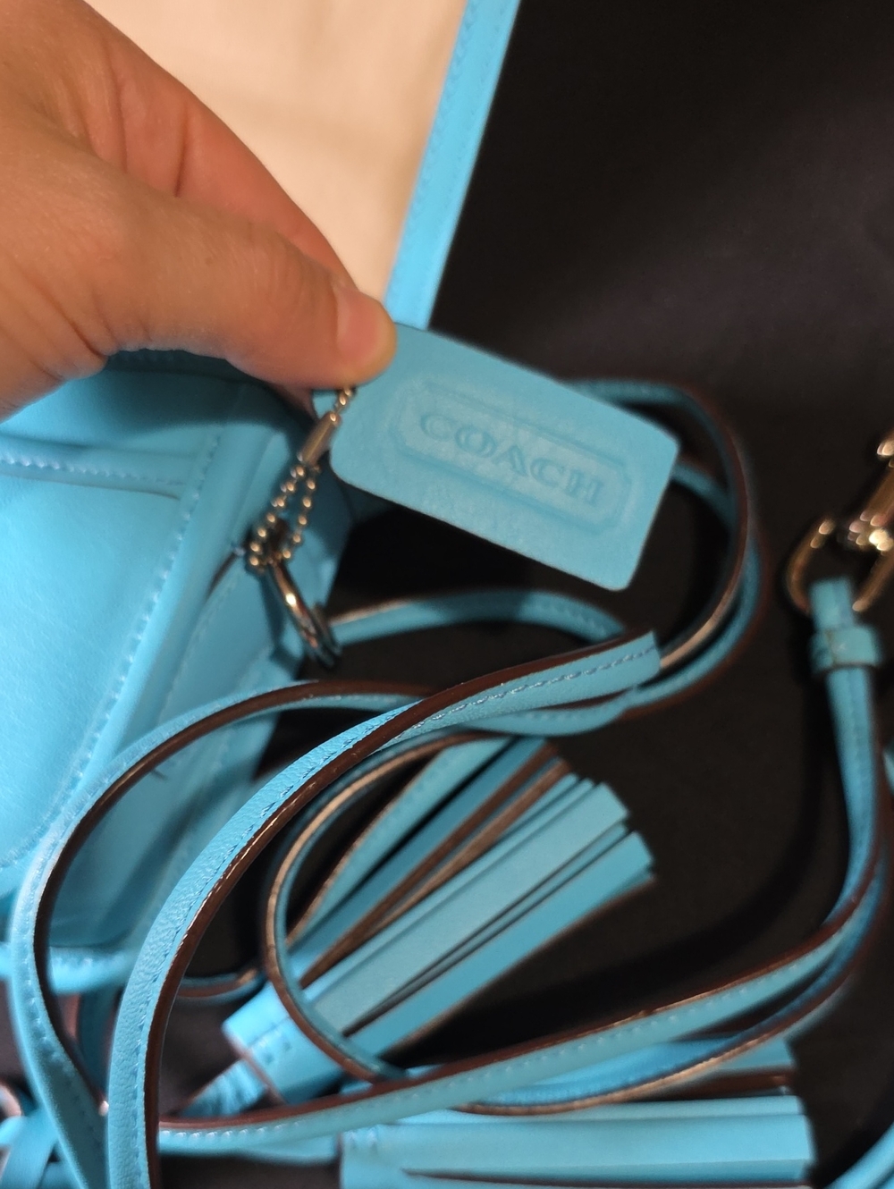 Coach Turquoise Crossbody Bag with Tassel Accent - Picture 4 of 7